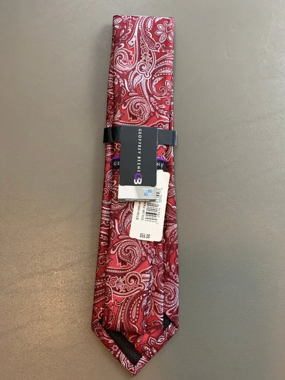 Geoffrey Beene Men's 3'' Polyester Silk Blend Neck Tie, Red Paisley, One Size